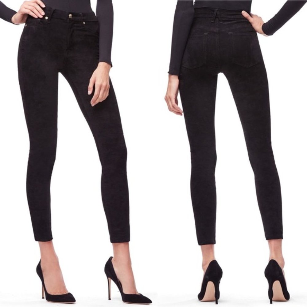 GOOD AMERICAN Good Legs black suede like style high rise